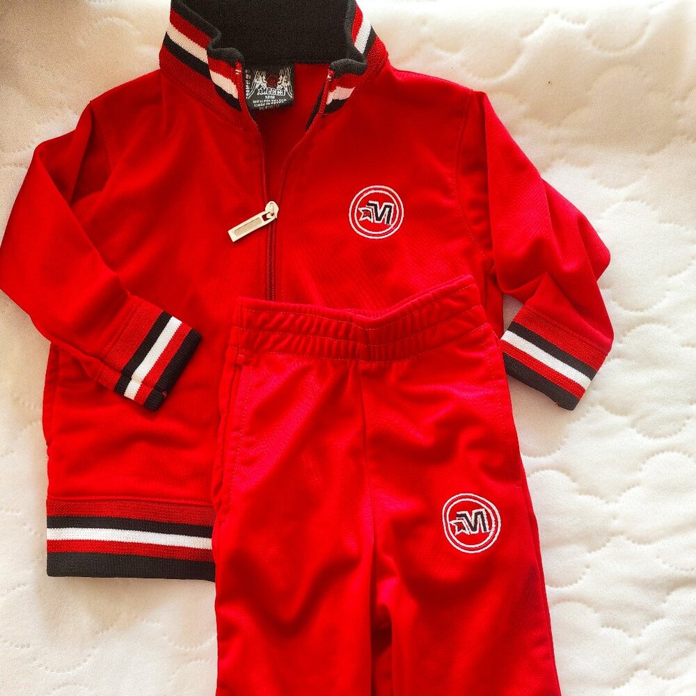 Mecca Red And Black Tracksuit 12 month 2 piece